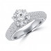 3.25 ct Ladies Round Cut Diamond Engagement Ring Set in 14 kt White Gold Pave Set